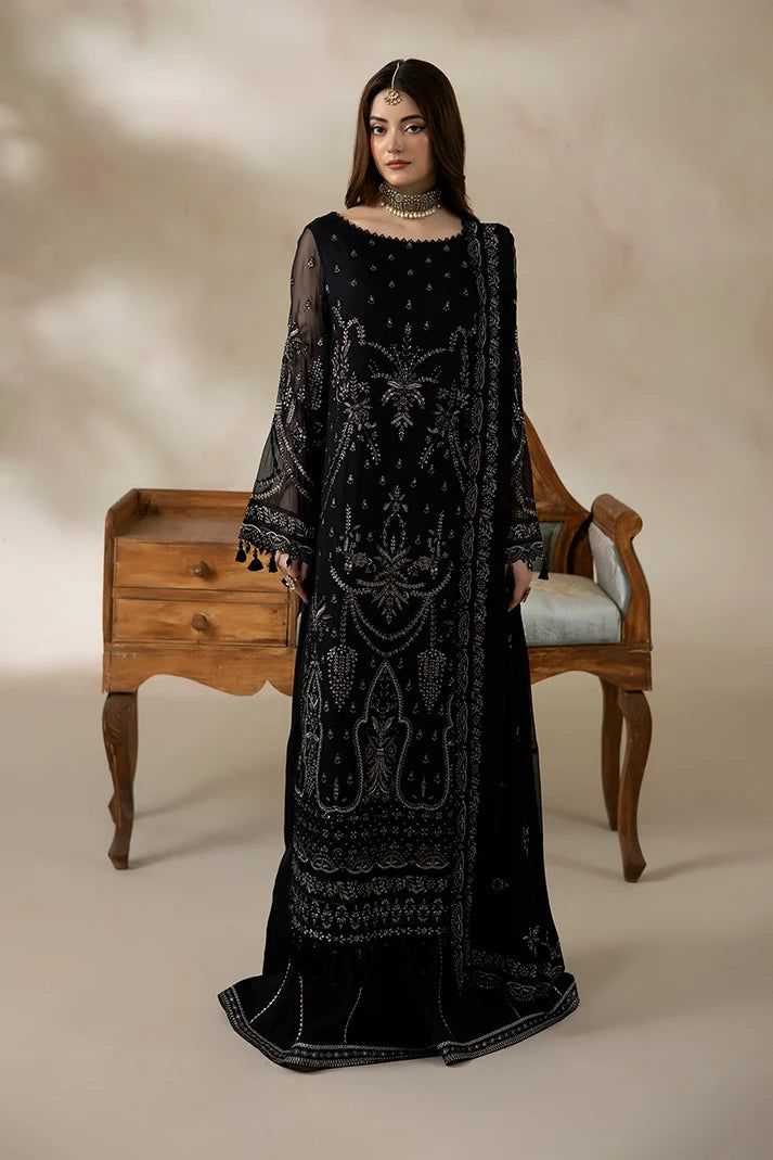 Luxury Embroidered Unstitched Chiffon 3 Piece Suit with Raw Silk Trouser
