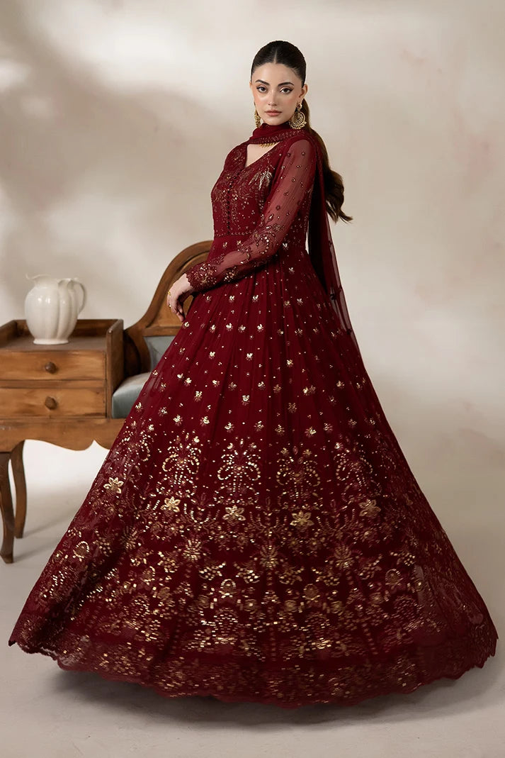 Luxury Embroidered Chiffon Panelled 3 Piece Suit