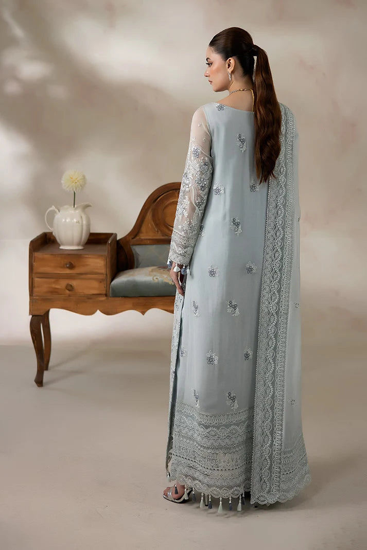 Luxury Embroidered Chiffon 3 Piece Suit with Organza Borders