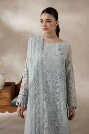Luxury Embroidered Chiffon 3 Piece Suit with Organza Borders
