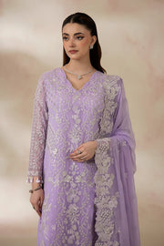 Lilac Embroidered Chiffon Formal Suit with Raw Silk Trouser