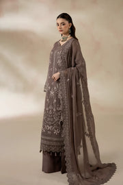 Muted Olive Embroidered Chiffon Formal Suit with Raw Silk Trouser