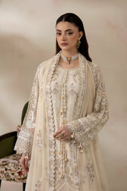 Pearl White Embroidered Chiffon Formal Suit with Raw Silk Trouser