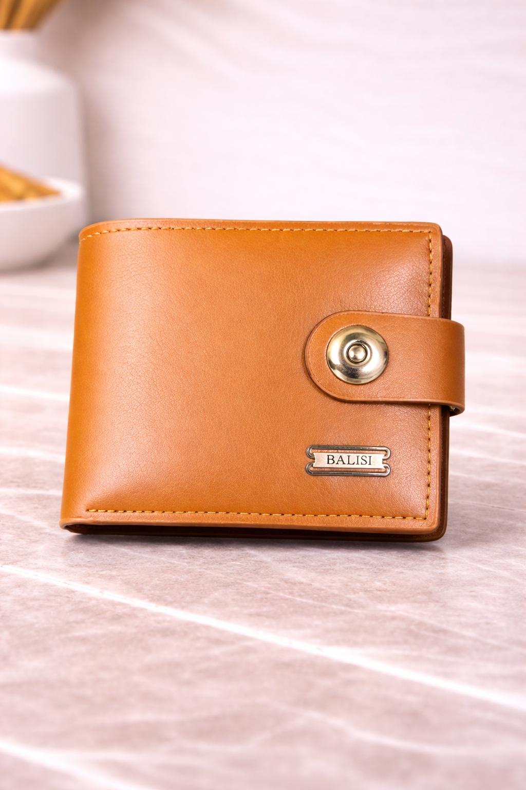 Balisi Men’s Long Bifold Wallet – Monogram-Style PU Leather Card Holder & Cash Organizer with Magnetic Closure
