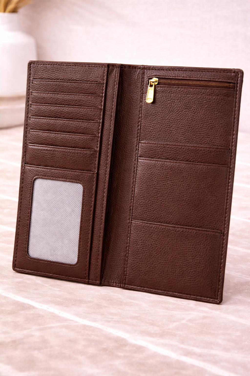 Men’s Long Bifold Wallet – Slim PU Leather Card Holder, Cash Organizer & Mobile Phone Wallet