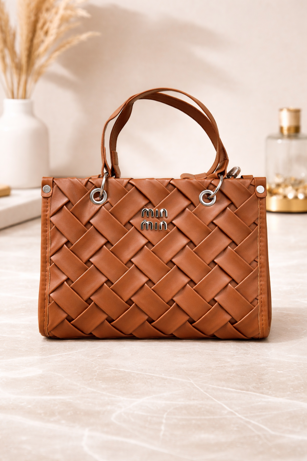 Miu Miu Inspired Intrecciato Woven Leather Ladies Handbag