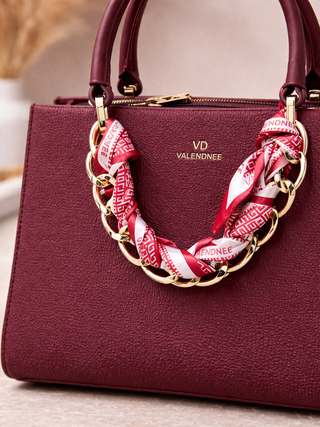 Valendnee Luxury Structured Burgundy Tote Handbag
