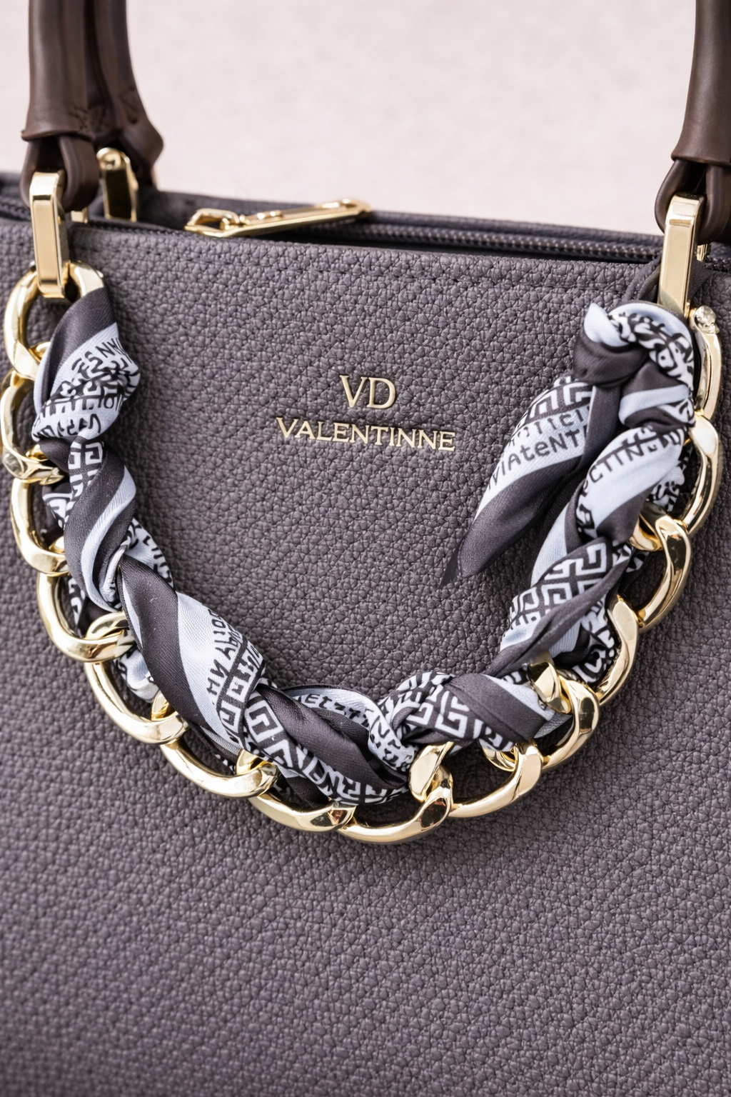 Valendnee Luxury Structured Textured Brown Tote Bag