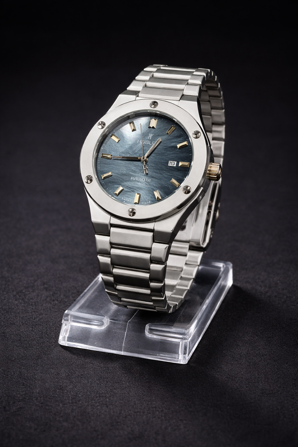 Hublot Classic Fusion Style Titanium Watch – Blue Sunburst Dial Luxury Men’s Wristwatch