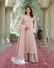 Gul-e-Laila Luxury Embroidered Dhanak 3 Piece Suit with Embroidered Shawl