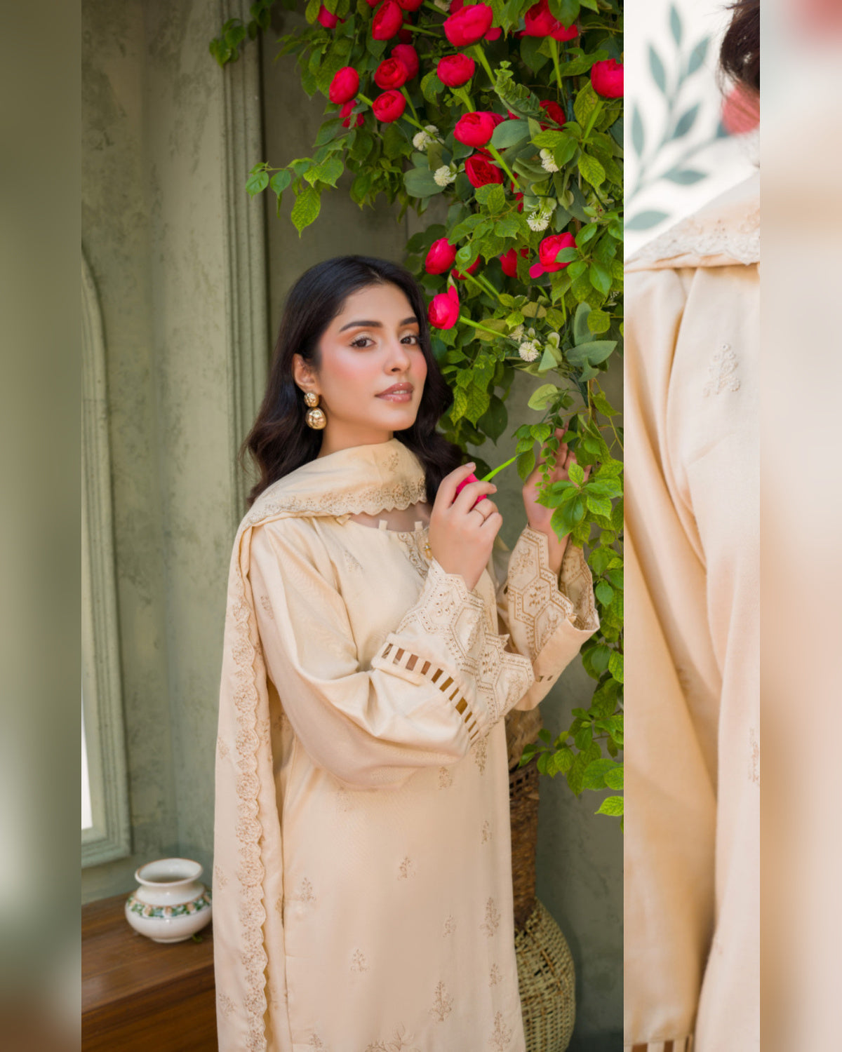 Gul-e-Laila Luxury Embroidered Dhanak 3 Piece Suit with Embroidered Shawl