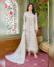 Gul-e-Laila Luxury Embroidered Dhanak 3 Piece Suit with Embroidered Shawl