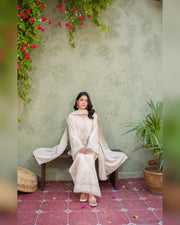 Gul-e-Laila Luxury Embroidered Dhanak 3 Piece Suit with Embroidered Shawl