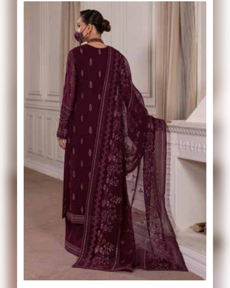 Parisa Safeera by Flossie – Luxury Embroidered Chiffon 3 Piece Unstitched Suit