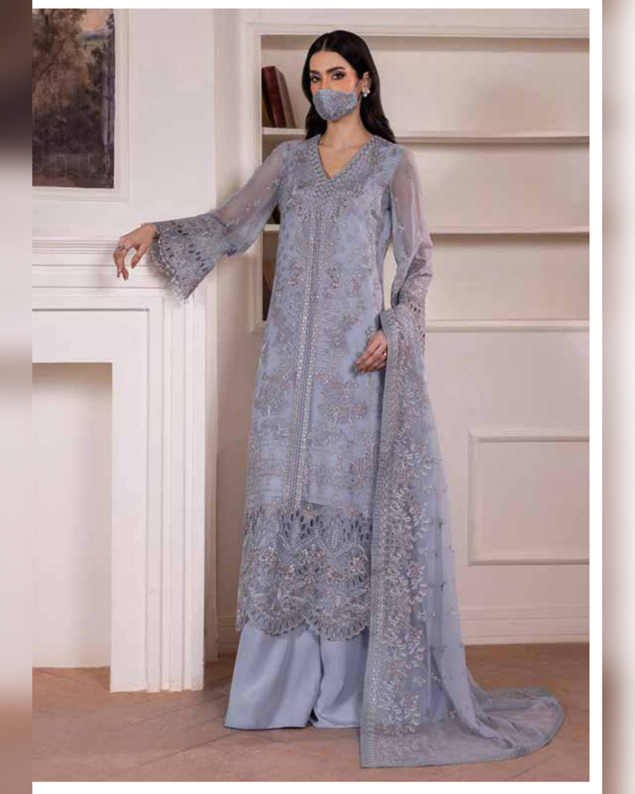 Parisa Safeera by Flossie – Luxury Embroidered Chiffon 3 Piece Unstitched Suit
