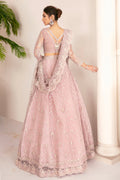 Embroidered Net Three-Piece Fabric Set with Dupatta & Silk Trousers