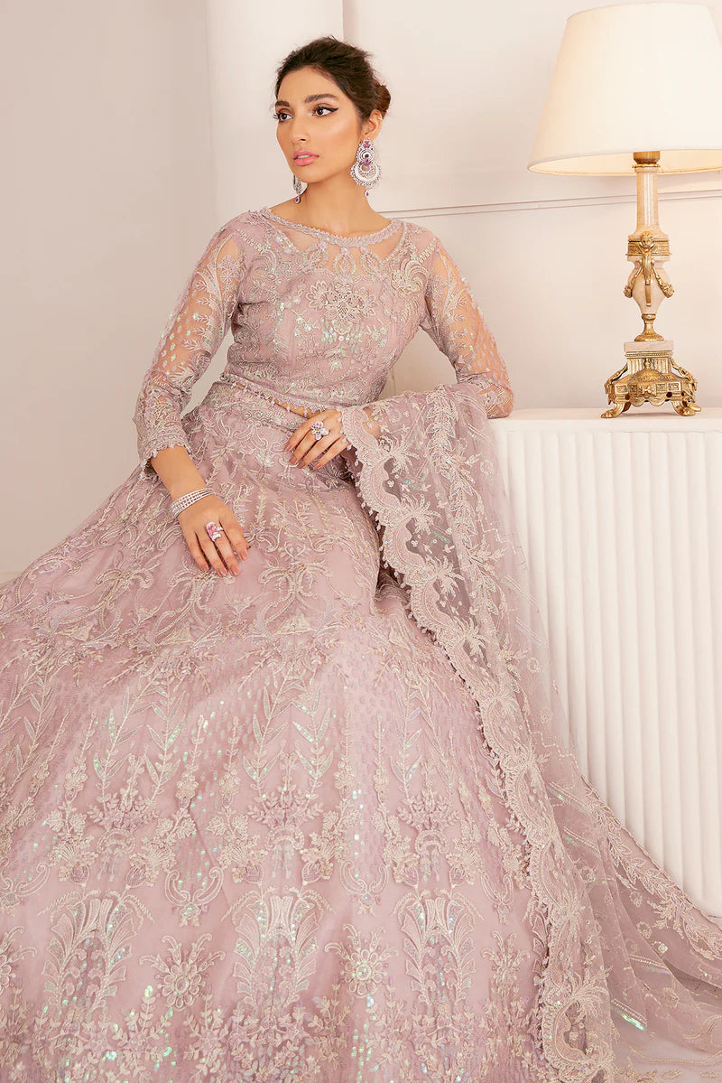 Embroidered Net Three-Piece Fabric Set with Dupatta & Silk Trousers