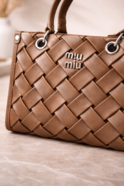 Miu Miu Inspired Intrecciato Woven Leather Ladies Handbag
