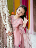 Kids Silk Sequin Embroidered 3-Piece Dress with Tassel Shirt & Net Dupatta