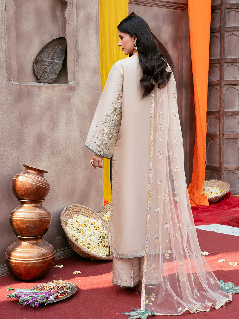 Luxury Silk 3 Piece Suit with Spangle Embroidery & Sequin Organza Dupatta