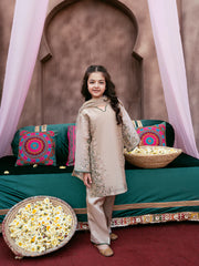 Kids Silk Sequin Embroidered 3-Piece Set with Tassels & Net Dupatta
