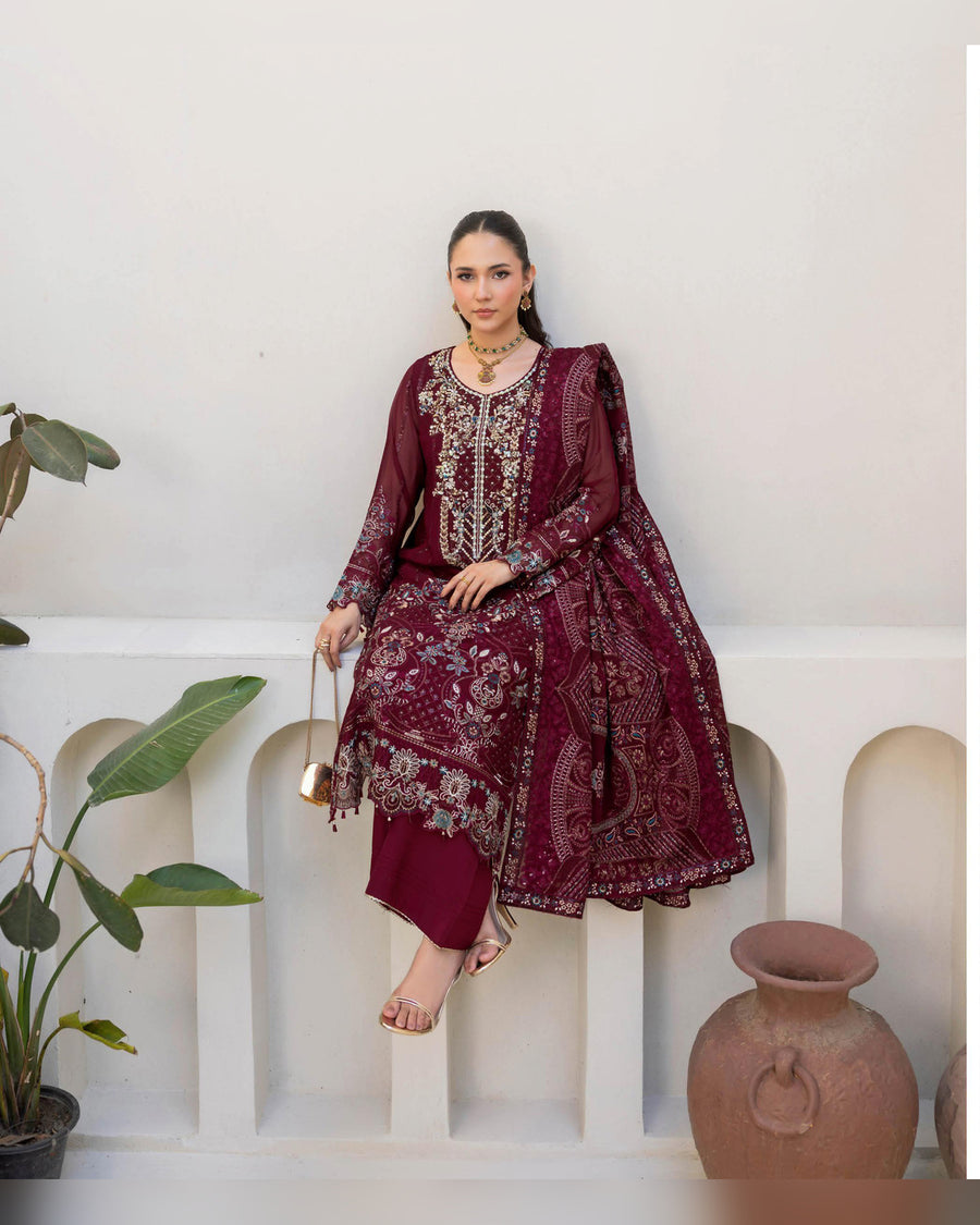 Dastan Chiffon Collection Vol. T-5 Luxury Embroidered 3 Piece Suit
