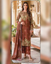 Limelight Paste Printed Khaddar 3 Piece Unstitched Suit with Textured Shawl – Winter Collection