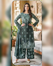 Limelight Paste Printed Khaddar 3 Piece Unstitched Suit with Textured Shawl – Winter Collection
