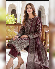 Limelight Paste Printed Khaddar 3 Piece Unstitched Suit with Textured Shawl – Winter Collection