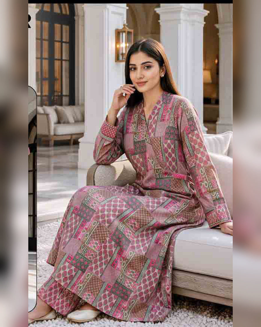 Limelight Premium Printed Khaddar Shirt – Unstitched Winter Collection