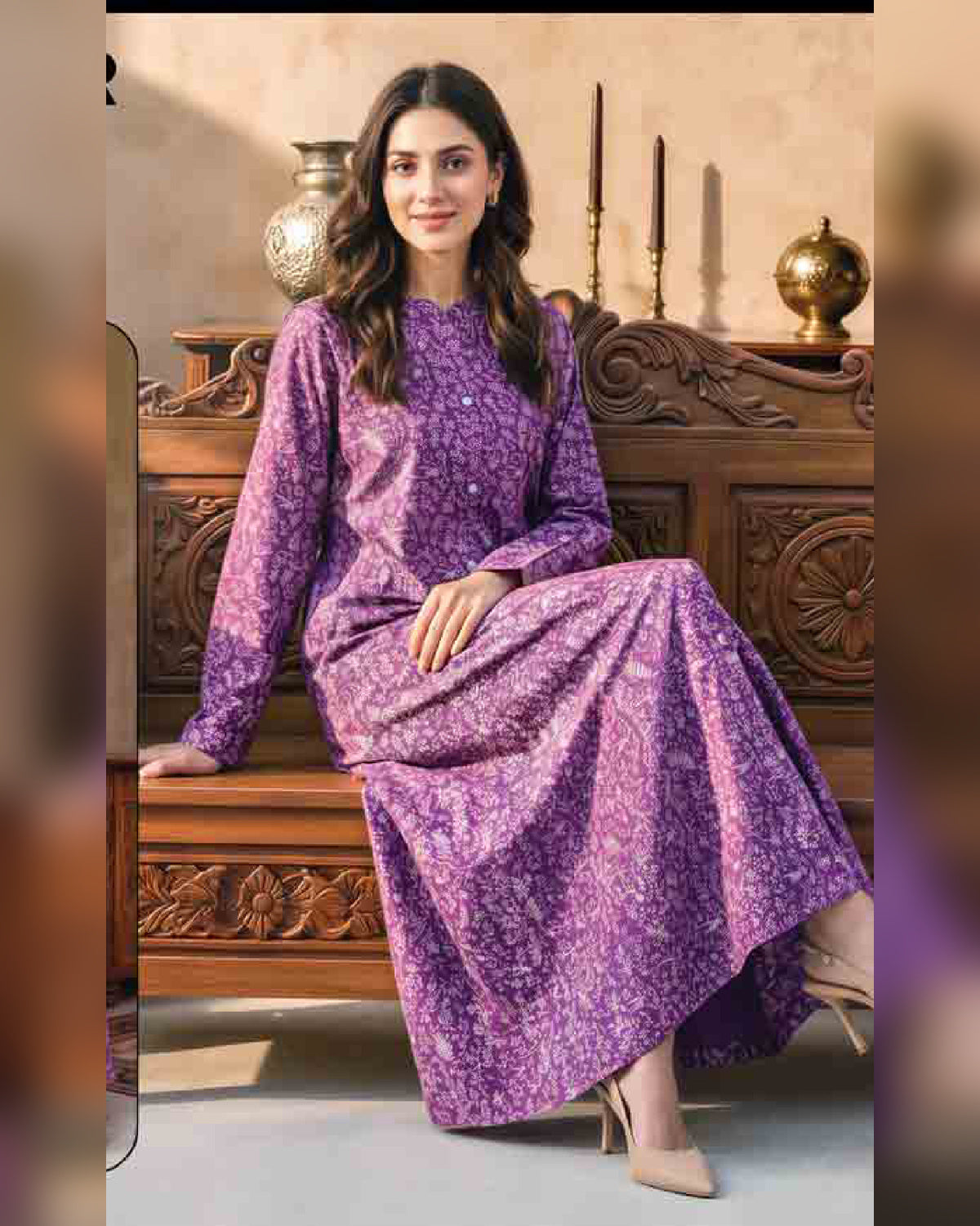 Limelight Premium Printed Khaddar Shirt – Unstitched Winter Collection