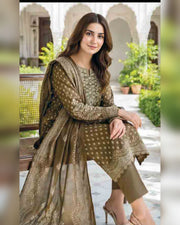 Limelight Paste Printed Khaddar 3 Piece Unstitched Suit with Textured Shawl – Winter Collection