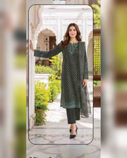 Limelight Paste Printed Khaddar 3 Piece Unstitched Suit with Textured Shawl – Winter Collection