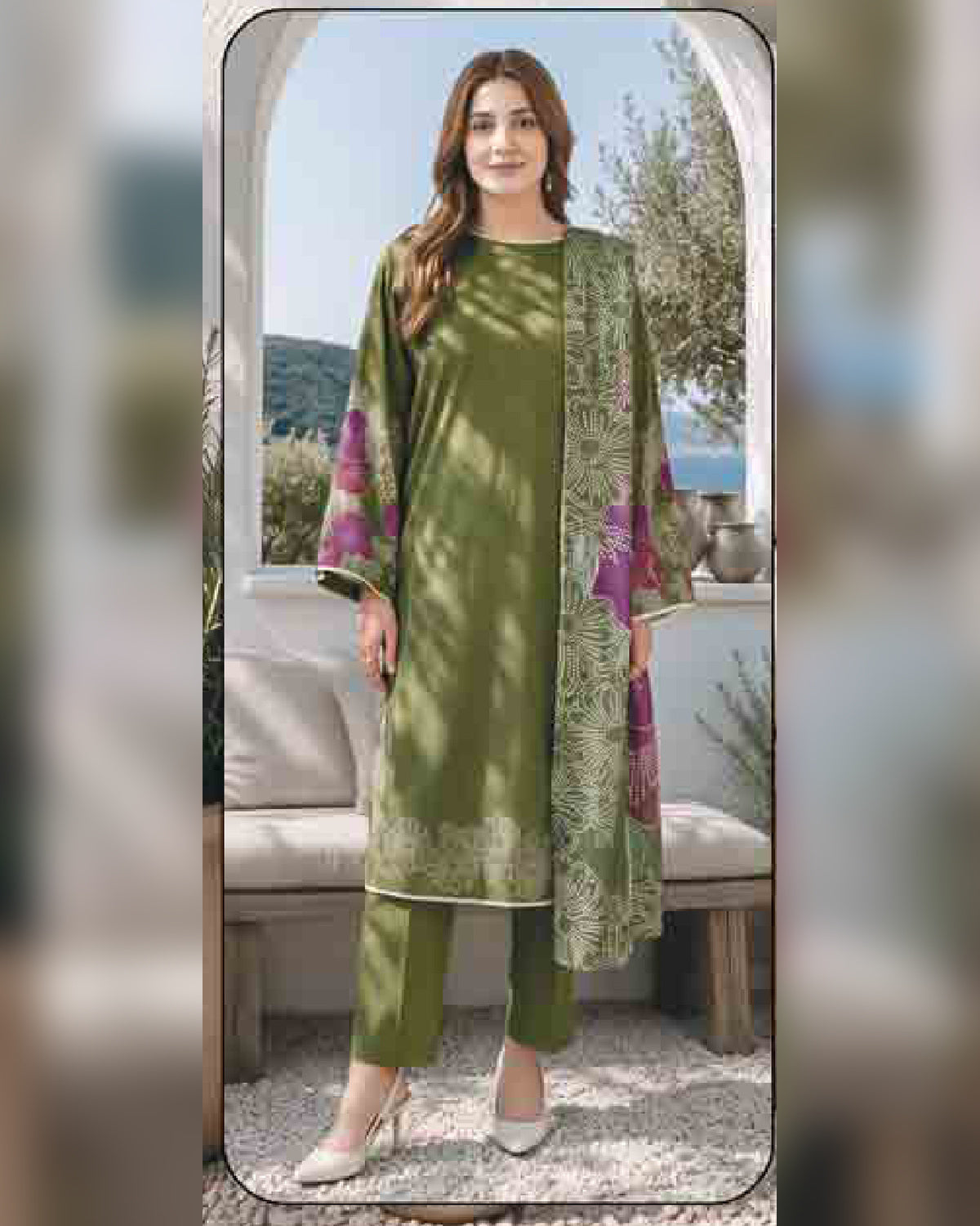 Limelight Paste Printed Khaddar 3 Piece Unstitched Suit with Textured Shawl – Winter Collection