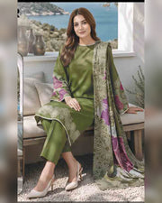 Limelight Paste Printed Khaddar 3 Piece Unstitched Suit with Textured Shawl – Winter Collection