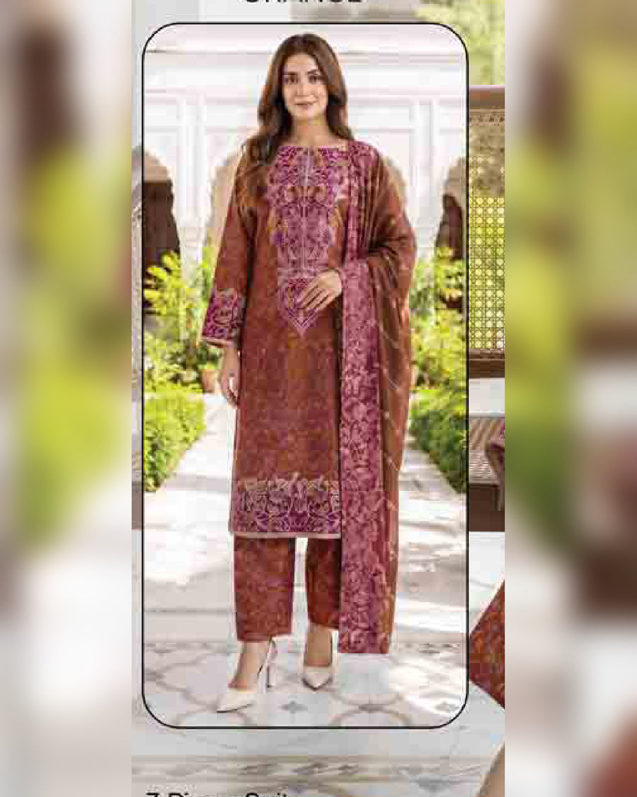 Limelight Paste Printed Khaddar 3 Piece Unstitched Suit with Textured Shawl – Winter Collection