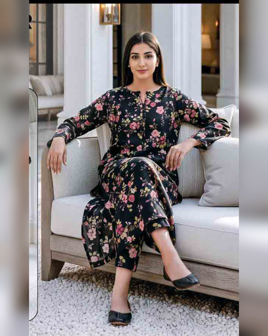 Limelight Premium Printed Khaddar Shirt – Unstitched Winter Collection