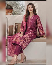 Limelight Paste Printed Khaddar 3 Piece Unstitched Suit with Textured Shawl – Winter Collection