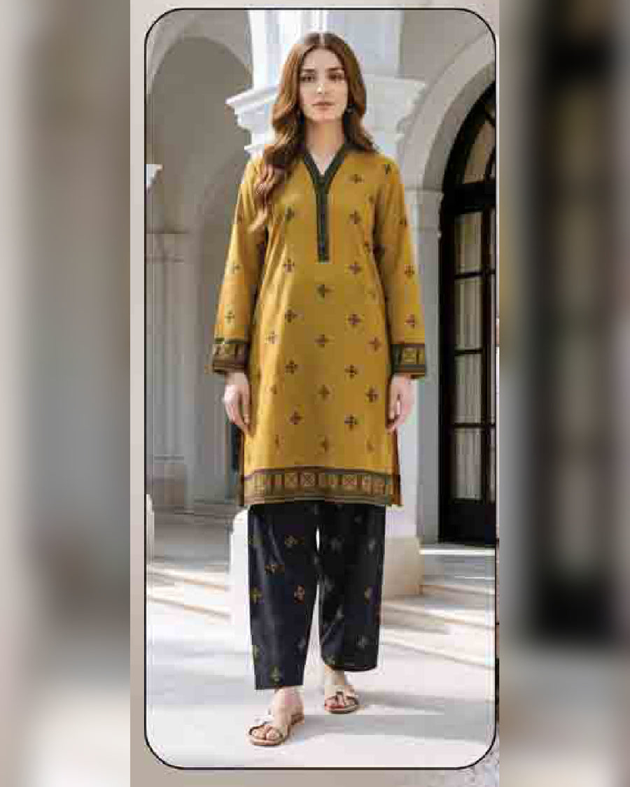 Limelight Printed Khaddar 2 Piece Unstitched Suit – Winter Collection