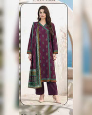 Limelight Paste Printed Khaddar 3 Piece Unstitched Suit with Textured Shawl – Winter Collection
