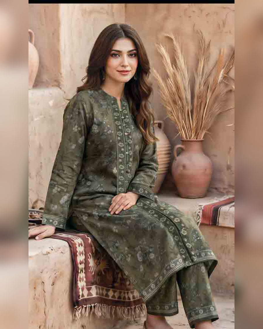 Limelight Premium Printed Khaddar Shirt – Unstitched Winter Collection