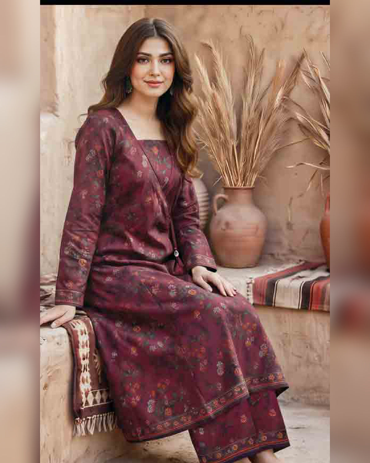 Limelight Premium Printed Khaddar Shirt – Unstitched Winter Collection