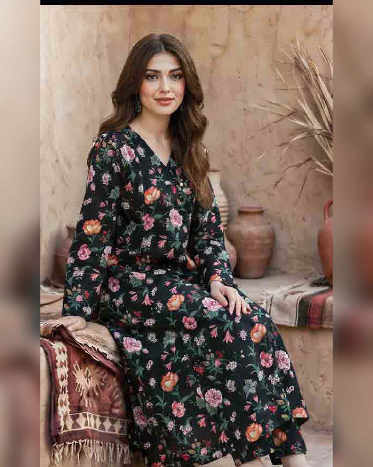 Limelight Premium Printed Khaddar Shirt – Unstitched Winter Collection