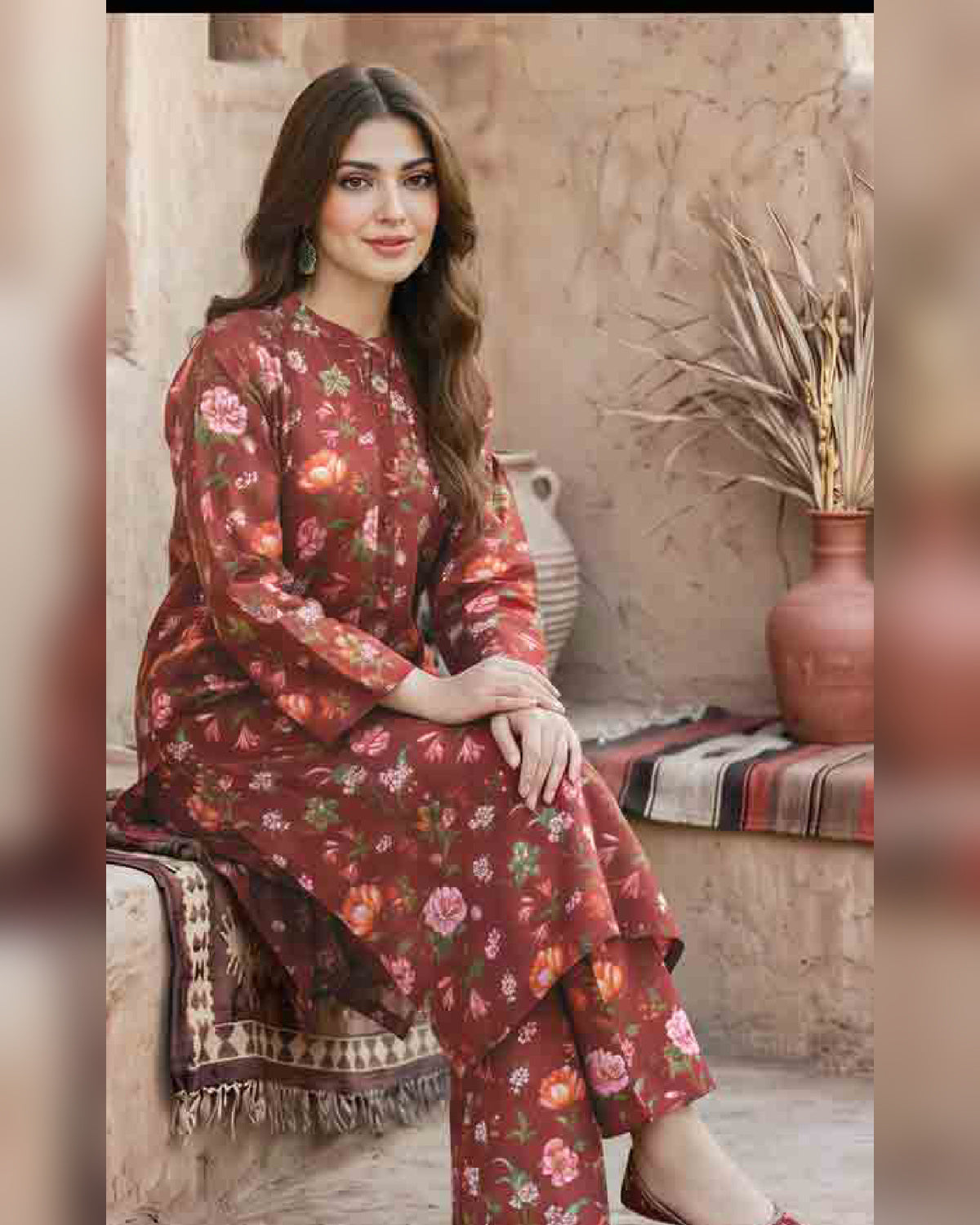 Limelight Premium Printed Khaddar Shirt – Unstitched Winter Collection