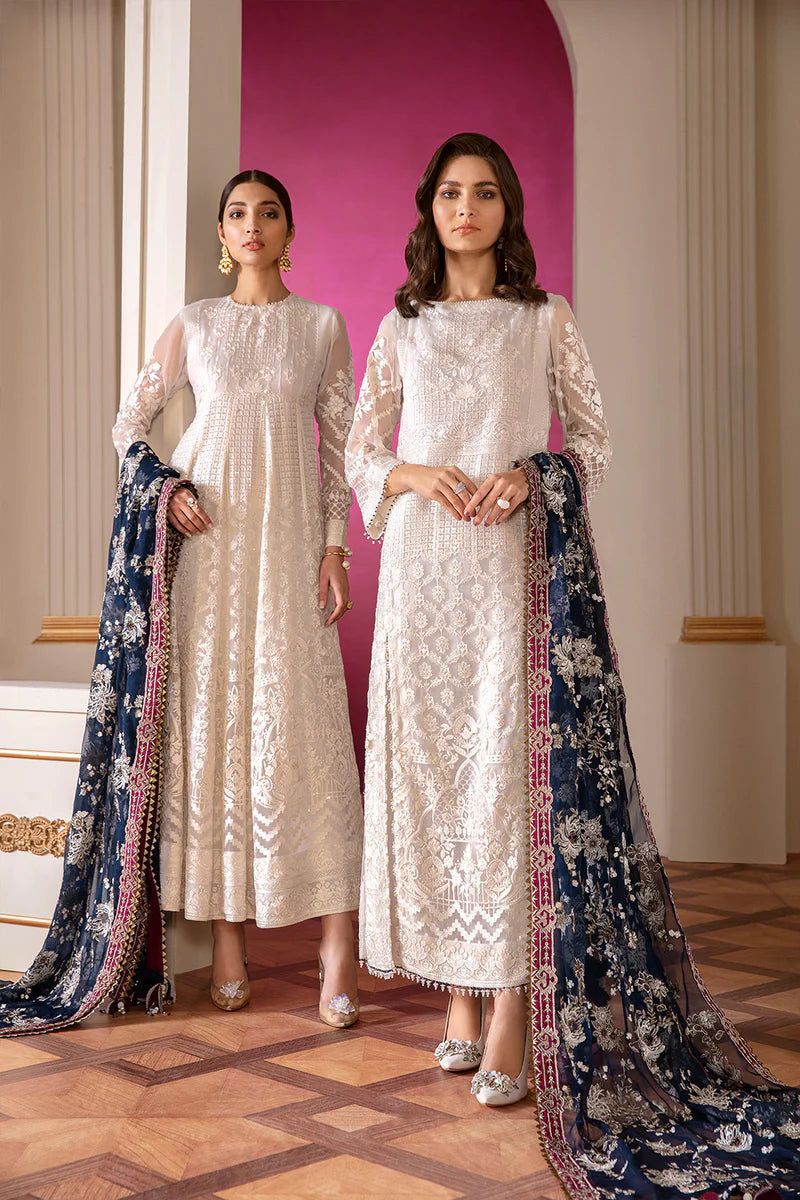 9-Piece Embroidered Chiffon Unstitched Suit | Embroidered Body Front, Double Front & Back Patches | Chiffon Dupatta with Border & Dyed Silk Trouser | Women's Premium Festive Wear