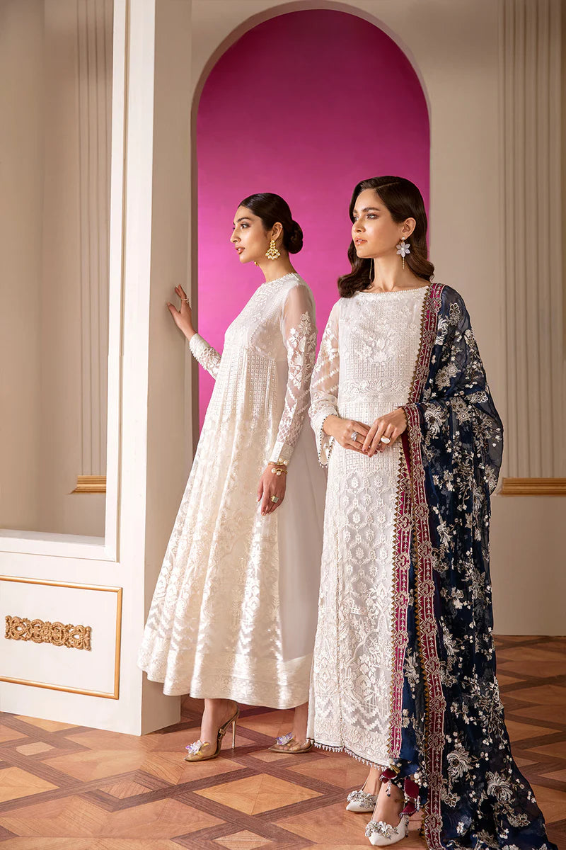 9-Piece Embroidered Chiffon Unstitched Suit | Embroidered Body Front, Double Front & Back Patches | Chiffon Dupatta with Border & Dyed Silk Trouser | Women's Premium Festive Wear