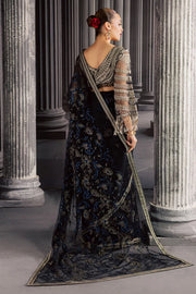 Luxury Hand Embellished Net Saree Style Formal Suit with Raw Silk Trouser