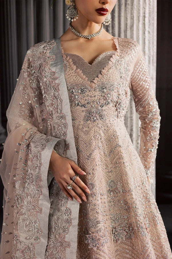 Luxury Hand Embellished Embroidered Net Formal Suit with Raw Silk Trouser
