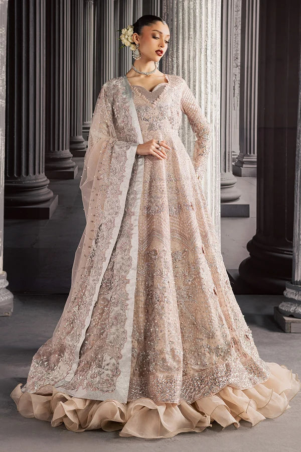 Luxury Hand Embellished Embroidered Net Formal Suit with Raw Silk Trouser
