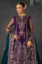 Luxury Hand Embellished Chiffon Formal Suit with 2-Tone Raw Silk Trouser